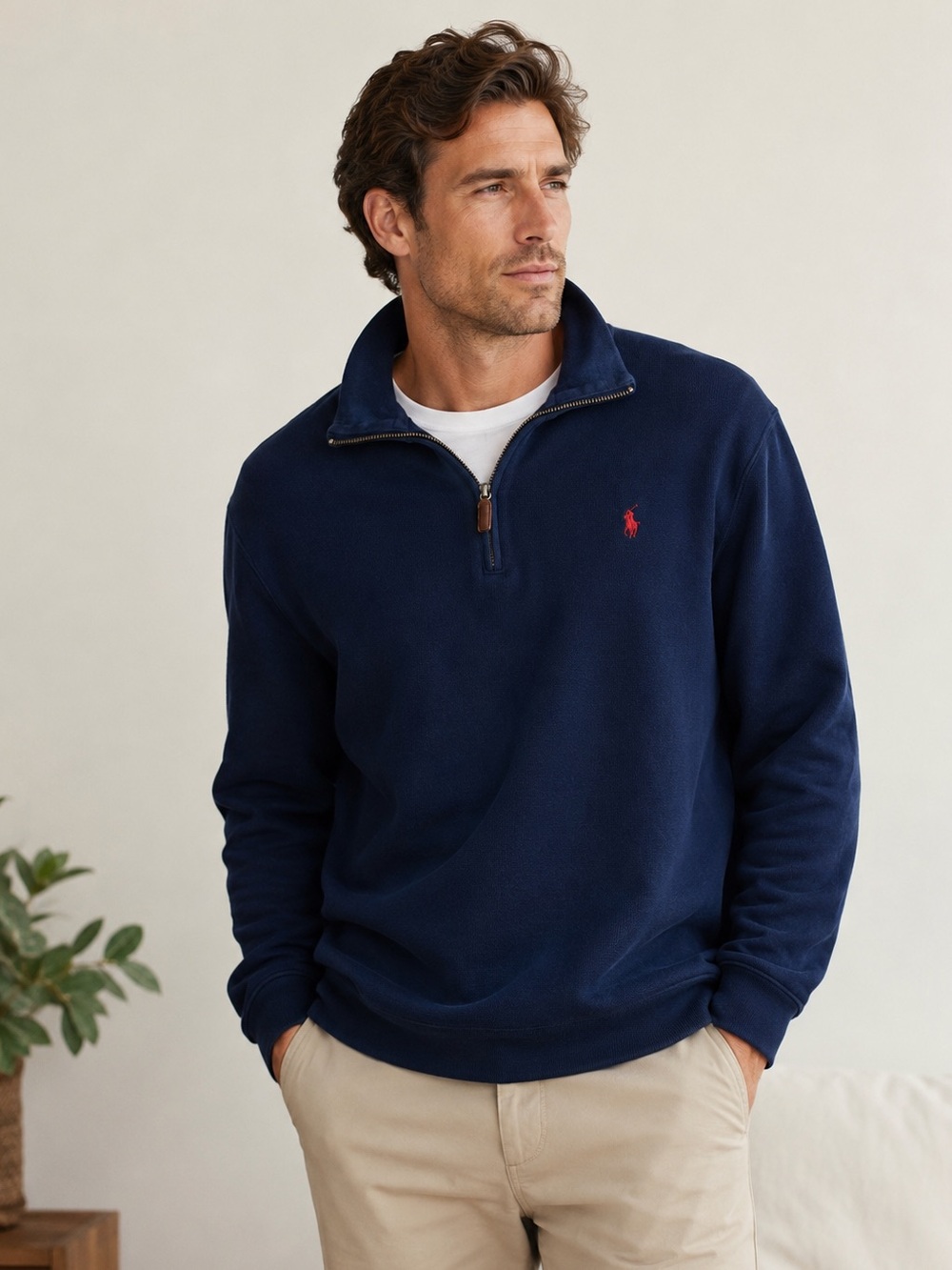 Polo Ralph Lauren Navy 1/4 Zip Pullover Sweater Men’s XL Cotton Pony Logo